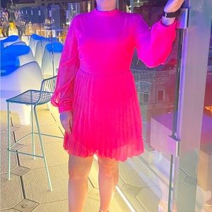 ASOS size 10 hot pink long sleeve (sheer sleeve) mini dress